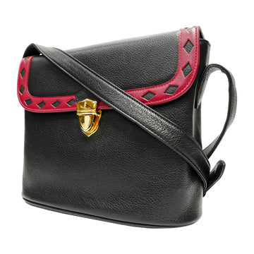 YVES SAINT LAURENT YSL Crossbody Shoulder Bag Women's Diamond Cut Brand Logo Leather Gold Hardware Black/Red