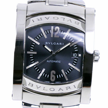 BVLGARI Ashoma Watch AA48S Stainless Steel Silver Automatic Men's Navy Dial