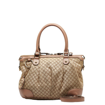 GUCCI Diamante Sookie Handbag Shoulder Bag 247902 Beige Pink Canvas Leather Women's