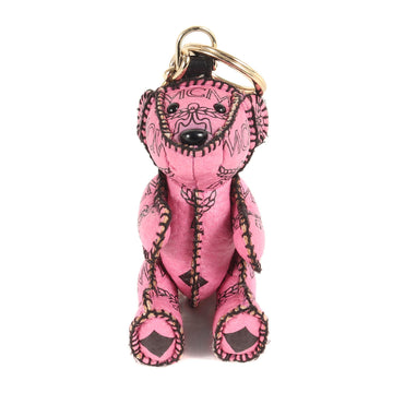 MCM Visetos Pattern Bear Keychain Charm Pink Accessories Goods