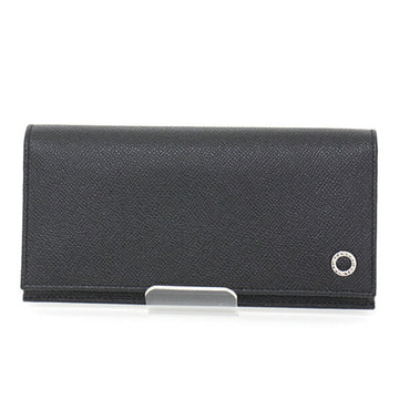 Bvlgari Man Large Black / Blue Grain Calf Leather 282233 Double Ring Bi-Fold Wallet Flap