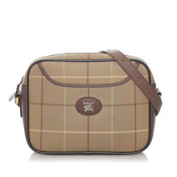 Burberry check shoulder bag khaki brown canvas leather Lady's BURBERRY