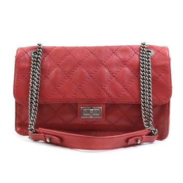 CHANEL Shoulder Bag 2.55 Leather/Metal Red Ladies