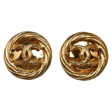 CHANEL Cocomark Mizuhiki Earrings Gold Plated Women's