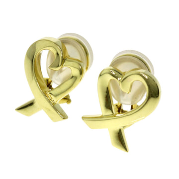TIFFANY Loving Heart Earrings K18 Yellow Gold Women's &Co.