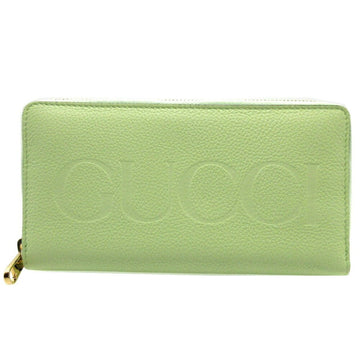 GUCCI 658691 Leather Light Green Round Long Wallet 0142
