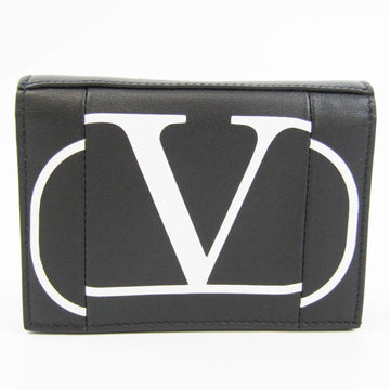 VALENTINO GARAVANI Garavani V Logo Printed Wallet SW2P0P39KZQ Women's Leather Wallet [bi-fold] Black,White