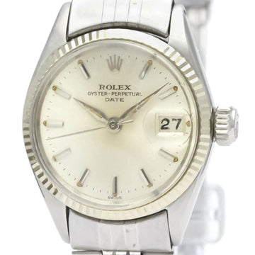 ROLEXVintage  Oyster Perpetual Date 6517 White Gold Steel Ladies Watch BF557775