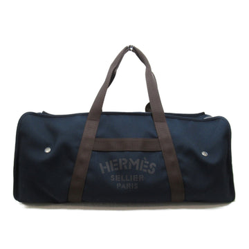 HERMES Groom Boots & Helmet Bags Boston Bags Harness Bags Navy Feu cotton Polyamide / Polyurethane