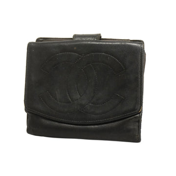 CHANELAuth  Bi-fold Wallet Women's Lambskin Wallet [bi-fold] Black