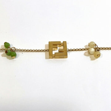 FENDI White Light Green Stone FF Logo Chain Brand Accessories Bracelet Ladies
