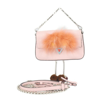 Fendi Micro Bucket Bag Bugs Monster Shoulder 8M0354 SHT F02L0 Leather Rabbit Fur Metal Pink Multicolor 2WAY Clutch Mini Handbag Pouch