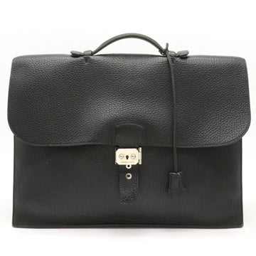 Hermes Sac Ad??peche 41 Business Bag Briefcase Togo Leather Black F Engraved