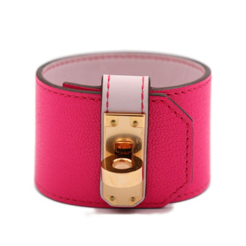 HERMES Kelly Twist GM Bracelet Size T2 Vaux Swift Rose Pop Pink Gold Hardware U Engraved