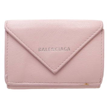 BALENCIAGA Paper Mini Wallet 391446 Trifold Smooth Leather Light Rose 083702