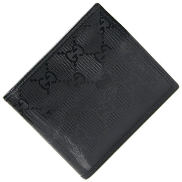 GUCCI Bifold Wallet GG Implement Black PVC Leather Compact Pattern Men's