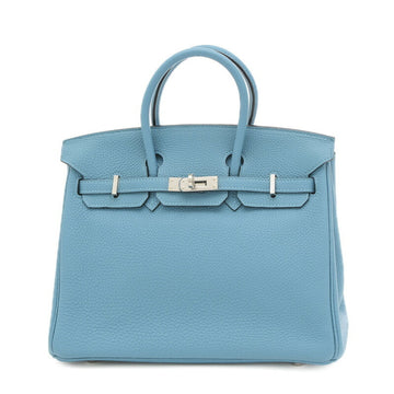 HERMES Birkin 25 Handbag Togo Turquoise T-engraved