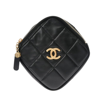 Chanel matelasse diamond type chain pouch black ladies lambskin