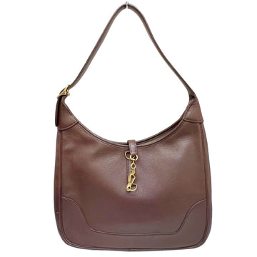 Hermes Trim 31 Vintage Chevre Leather Shoulder Bag Handbag D Engraved 2000 Ebene Brown Series Gold Hardware Women's