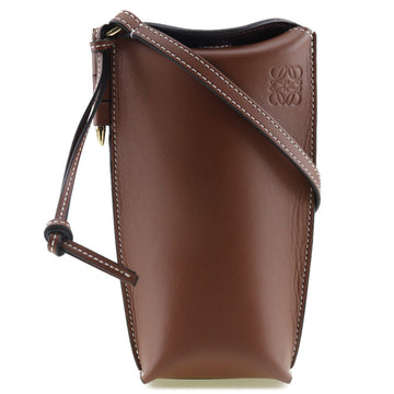 LOEWE Gate Pocket Shoulder Bag C650Z42X34 Calf Brown Unisex
