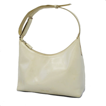 Prada shoulder bag leather white silver Metal