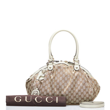Gucci GG Canvas Suki Handbag Shoulder Bag 223974 Beige Leather Ladies GUCCI