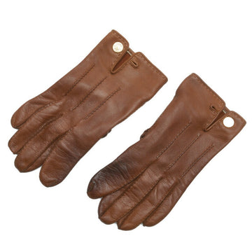 HERMES gloves brown leather ladies