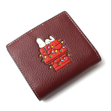 COACH PEANUTS Collaboration Snap Wallet Snoopy Lights Bifold Wine Red CF252 IMMZI Men's Women's