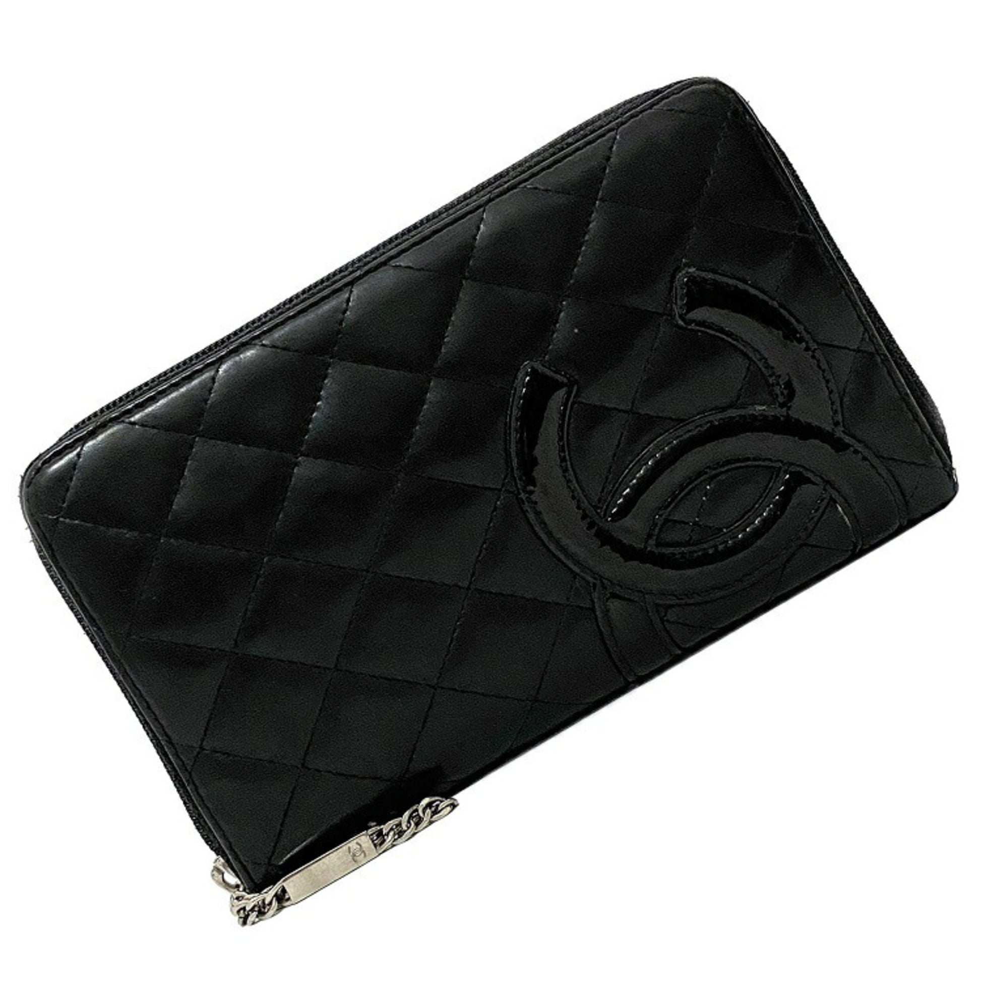 Chanel Quilted Leather Cambon Wallet Black/Pink *Pre Owned* FREE