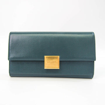 SAINT LAURENT Velcious Large 533035 Women,Men Leather Long Wallet [bi-fold] Green