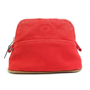 HERMES Pouch Multi Case Bolide Cotton Red Silver Ladies
