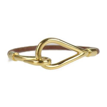 HERMES jumbo bracelet leather metal brown gold fittings