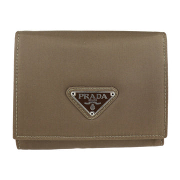 PRADA trifold wallet M176 nylon leather TERRA khaki series triangle logo plate