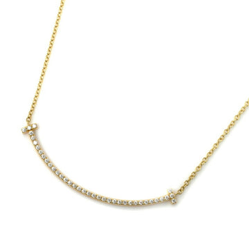 TIFFANY&Co.  K18YG Yellow Gold T Smile Small Necklace 63058777 Diamond 2.1g 40.5cm Women's