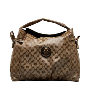 GUCCI Hysteria Crest Handbag 286307 Beige Brown PVC Women's