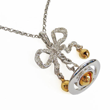 VIVIENNE WESTWOOD Orb Ribbon Metal,Rhinestone Women's Casual Pendant Necklace [Gold,Silver]