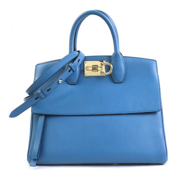 SALVATORE FERRAGAMO Handbag Shoulder Bag Gancini Leather Dark Blue Gold Ladies