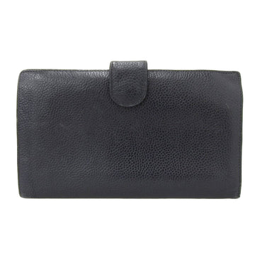 Chanel Coco Mark Logo Gama Mouth Attached Long Wallet Bifold Leather Black With Seal 4 Series