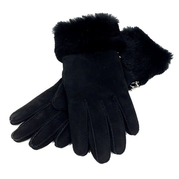 HERMES suede lapin leather gloves 2-way 7 sizes short gloves/long black