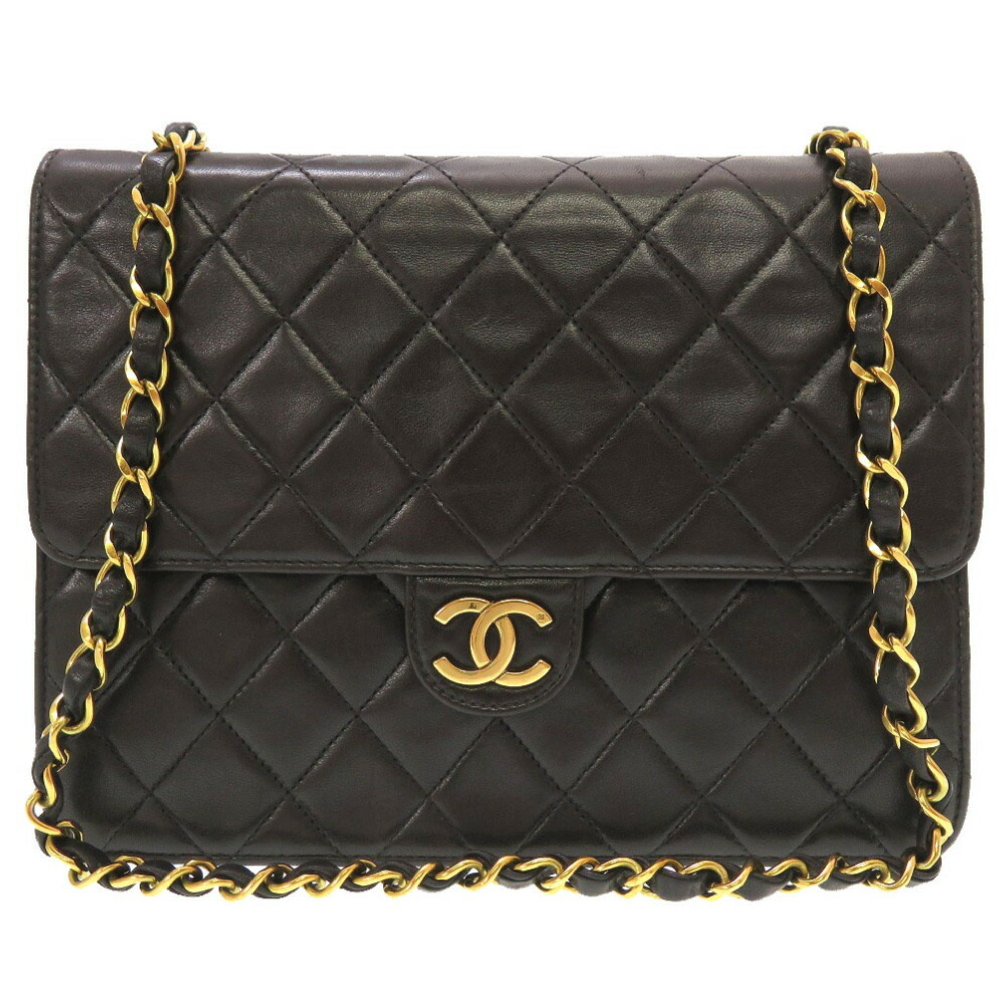 Timeless CHANEL black lamb leather and gold chain bag - VALOIS VINTAGE PARIS