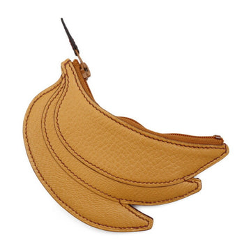HERMES Fruit Coin Case Banana Chevre Natural Sable Purse F Engraving
