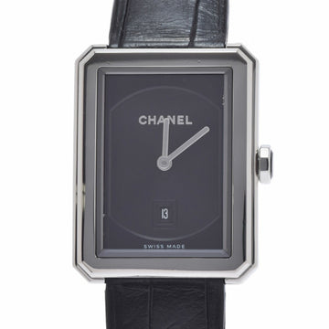 CHANEL Boyfriend MM size H6585 Ladies SS / leather watch quartz black dial
