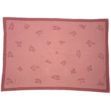 HERMES Kneeling Pink Red Adada Cotton  Horse Pattern Rocking Ladies Blanket Size