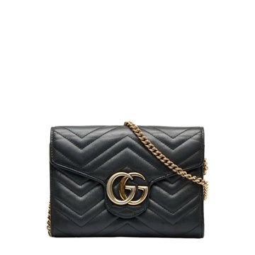 GUCCI GG Marmont Quilted Chain Shoulder Bag 474575 Black Leather Women's