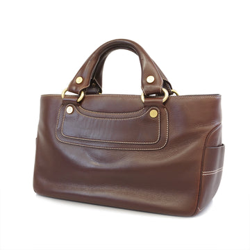 CELINEAuth  Boogie Bag Women's Leather Handbag Dark Brown
