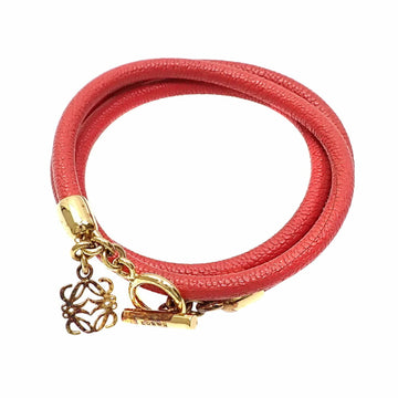 LOEWE Triple Bracelet Ladies Leather Red