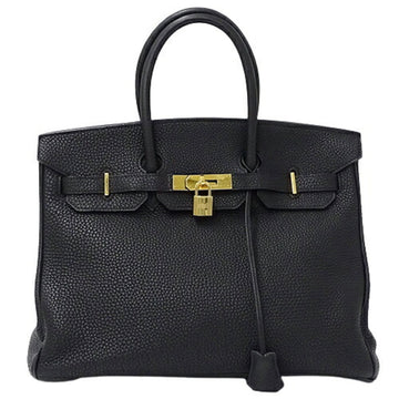 HERMES Birkin 35 Togo Black Bag Ladies Handbag Inner Stitch G Stamp