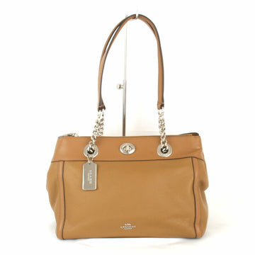 COACH Chain Tote 87239 Bag Leather Camel Ladies