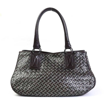 BOTTEGA VENETA BOTTEGAVENETA Handbag Intrecciato Leather Dark Brown/Gray Ladies