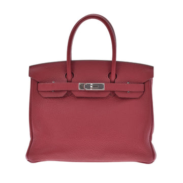 Hermes Birkin 30 Rouge Biff Palladium metal fittings R engraved (around 2014) Ladies' Taurillon Clemence handbag